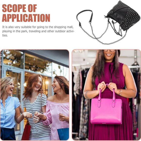 Studded Faux Leather Crossbody Bag Unisex with Chain and Rivets - Picture 8 of 9